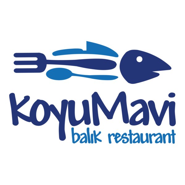 Koyu Mavi Balık Restaurant Logo PNG Vector