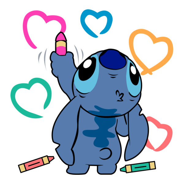 Stitch Coloring Hearts Logo PNG Vector
