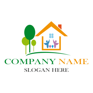 Happy Family in the House Company Logo PNG Vector