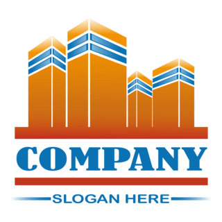 Orange Building Real Estate Company Logo PNG Vector