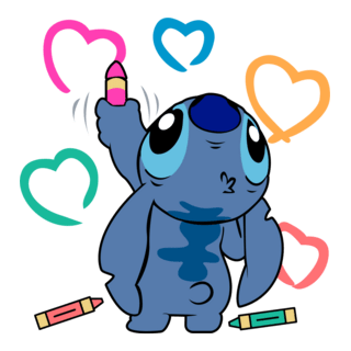 Stitch Coloring Hearts Logo PNG Vector