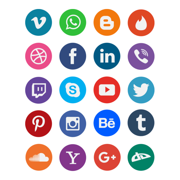 20 Flat Social Media Icons Logo PNG Vector