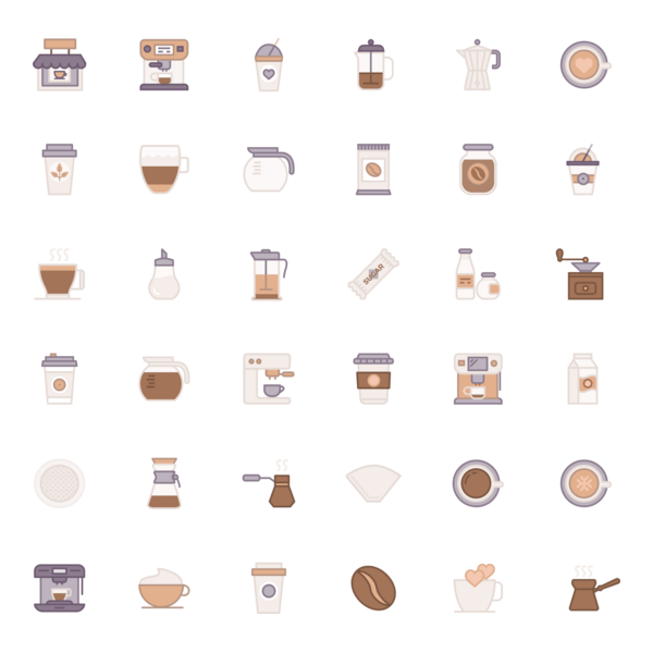 Coffee Flat Icon Logo PNG Vector
