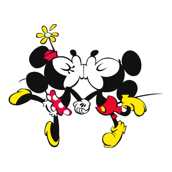 Mickey Kissing Minnie Logo PNG Vector