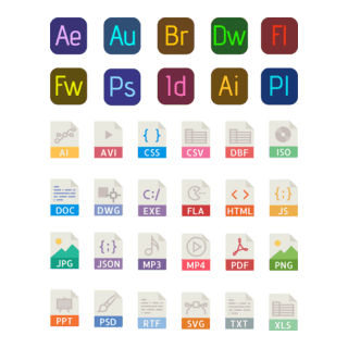 40 File types color icons Logo PNG Vector
