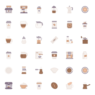 Coffee Flat Icon Logo PNG Vector