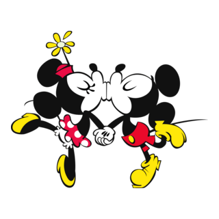 Mickey Kissing Minnie Logo PNG Vector