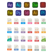 40 File types color icons Logo PNG Vector