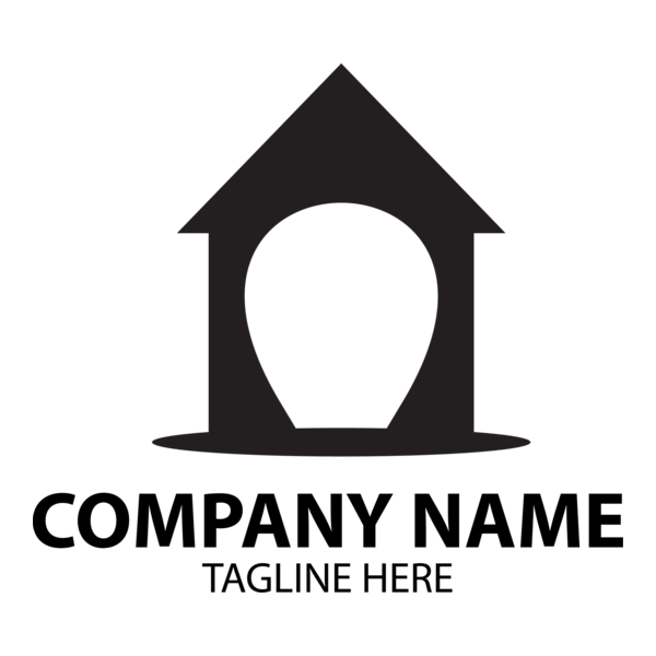 Black Lamp House Logo PNG Vector