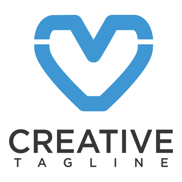Creative Blue Heart Logo PNG Vector