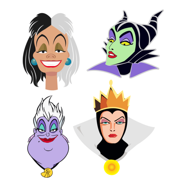 Disney Villains Faces Logo PNG Vector