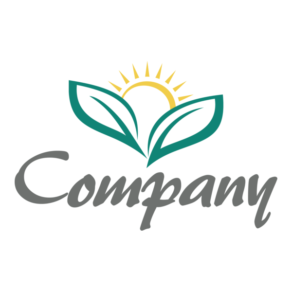 Green Leaf with Sun Company Logo PNG Vector