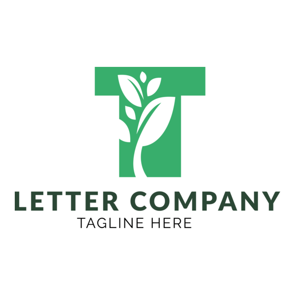 Letter T with a Leaf Company Logo PNG Vector
