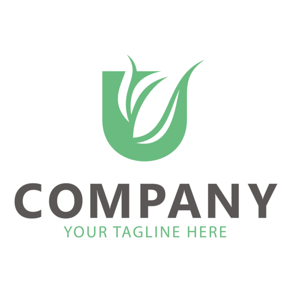 Letter U with a Leaf Company Logo PNG Vector