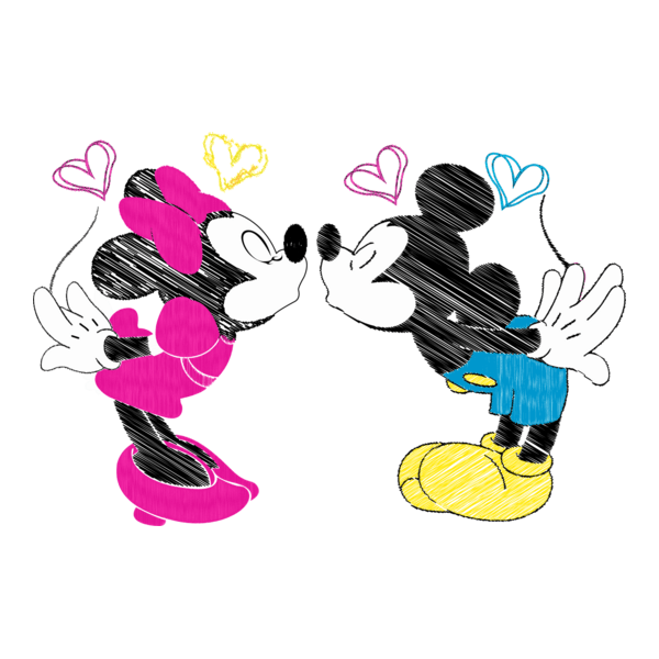 Minnie Kissing Mickey Mouse Logo PNG Vector