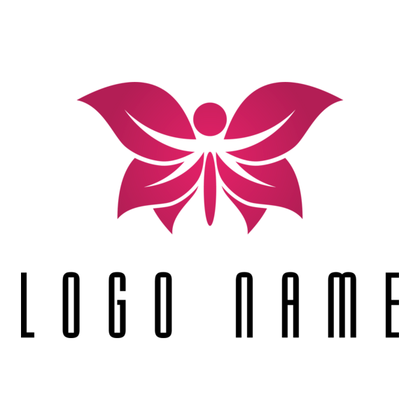 Pink Butterfly Logo PNG Vector