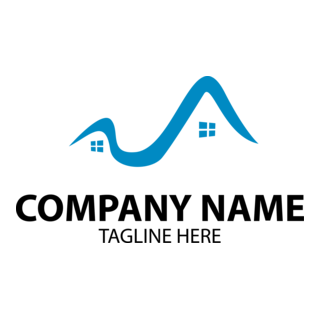 Blue Wawe House Logo PNG Vector