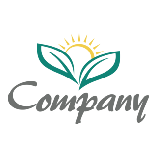 Green Leaf with Sun Company Logo PNG Vector