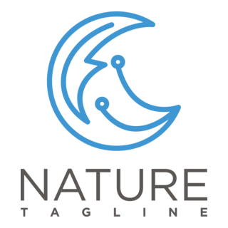 Green Tech Moon Logo PNG Vector