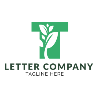 Letter T with a Leaf Company Logo PNG Vector
