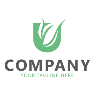 Letter U with a Leaf Company Logo PNG Vector