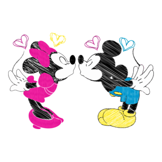 Minnie Kissing Mickey Mouse Logo PNG Vector
