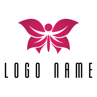 Pink Butterfly Logo PNG Vector