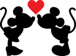 Silhouette Mickey and Minnie Kissing Logo PNG Vector