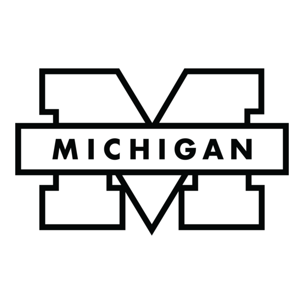 Michigan Wolverine Black and White Version Logo PNG Vector