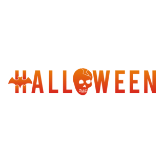 Bat and Skull with a Halloween Text Logo PNG Vector