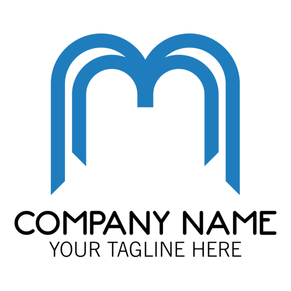 Blue Double Letter M Company Logo PNG Vector