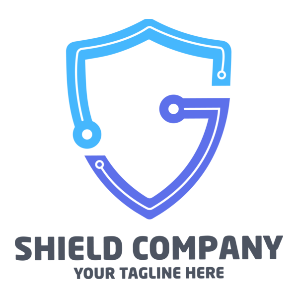 Blue Tech Shield Company Logo PNG Vector