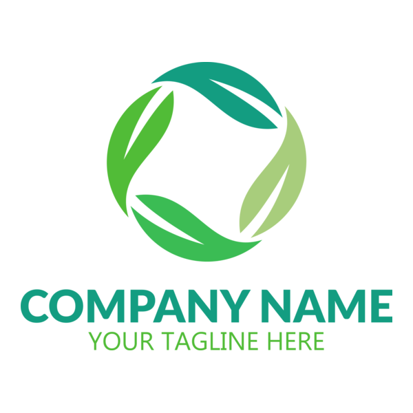 Green Leaves Shape Company Logo PNG Vector
