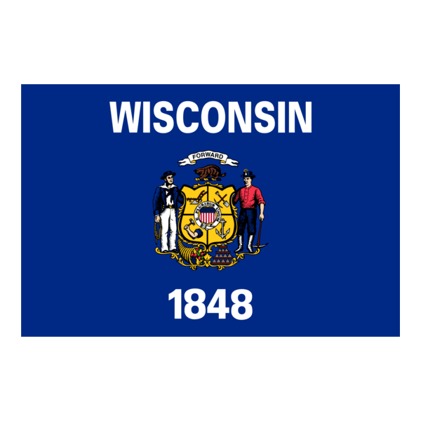 Wisconsin State Flag and Seal Logo PNG Vector