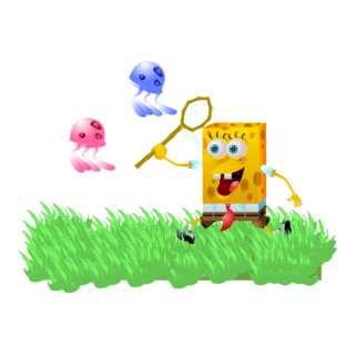 SpongeBob Jellyfishing Logo PNG Vector