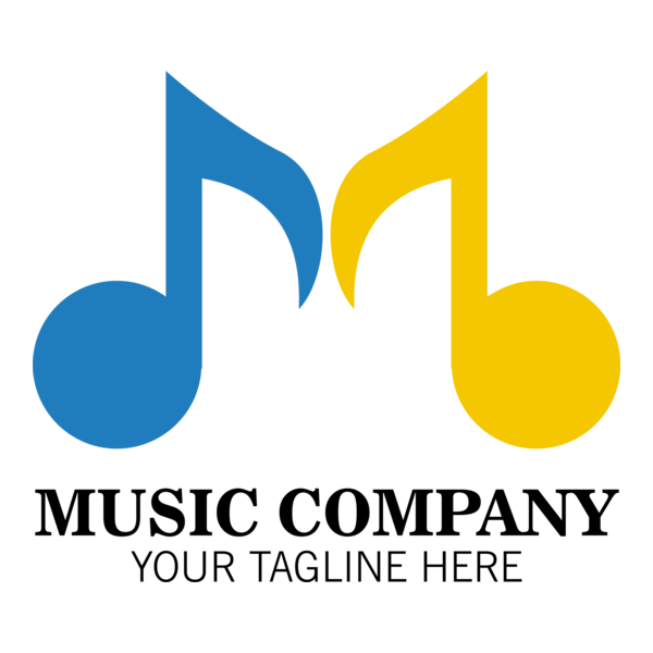 Letter M with Music Company Logo PNG Vector