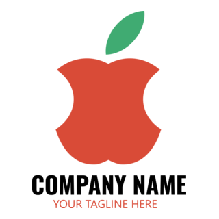 Red Apple with Double Biting Logo PNG Vector