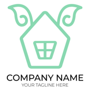 Green Leaves House Logo PNG Vector