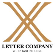 Lined Golden Letter X Company Logo PNG Vector