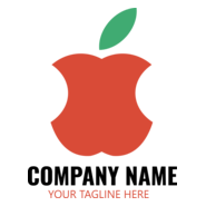 Red Apple with Double Biting Logo PNG Vector