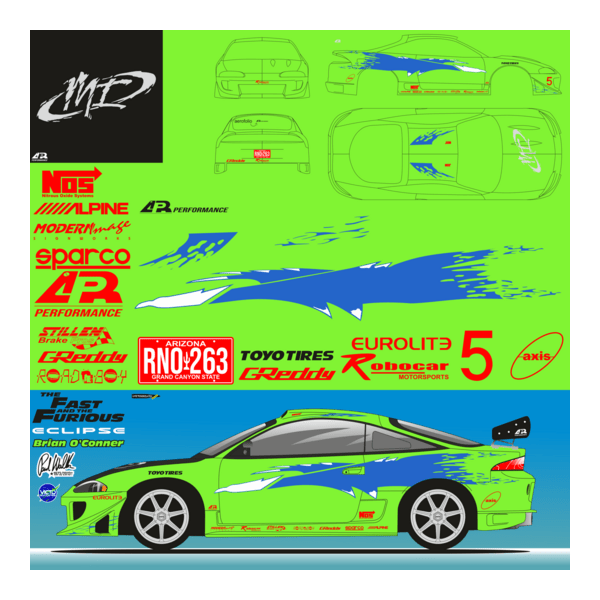 Arte Decal Eclipse Velozes e furiosos 1 Brian Logo PNG Vector