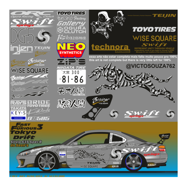 arte silvia s15 do sean fast ande furious 3 decal Logo PNG Vector