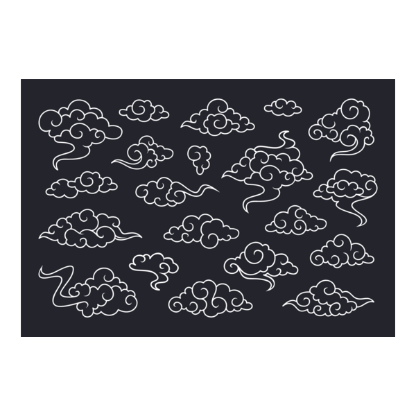 Traditional Cloud Ornaments Logo PNG Vector