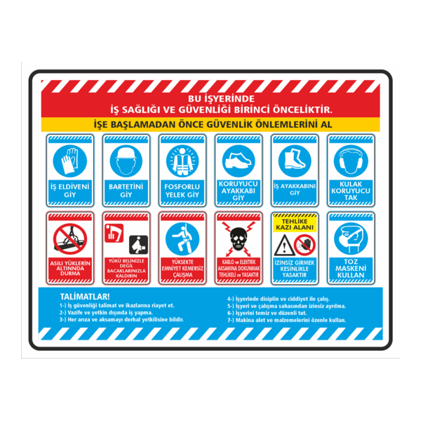 BU İŞ YERİNDE İŞ SAĞLIĞI VE GÜVENLİĞİ BİRİNCİ ÖNCE Logo PNG Vector
