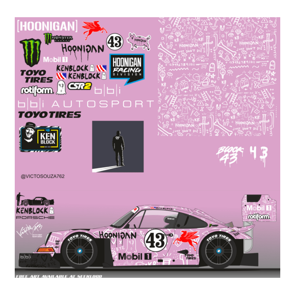 porsche pink Ken Block 43 Hoonigan decal arte Logo PNG Vector