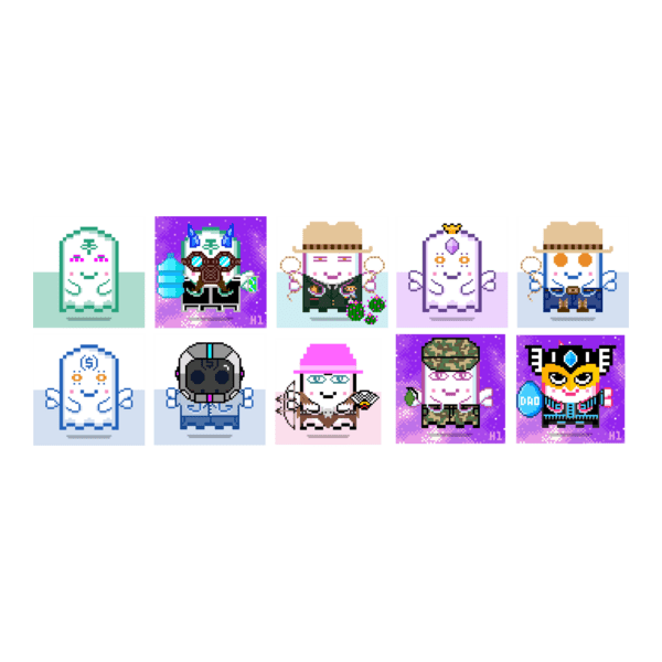 Aavegotchi Pixel Characters Logo PNG Vector