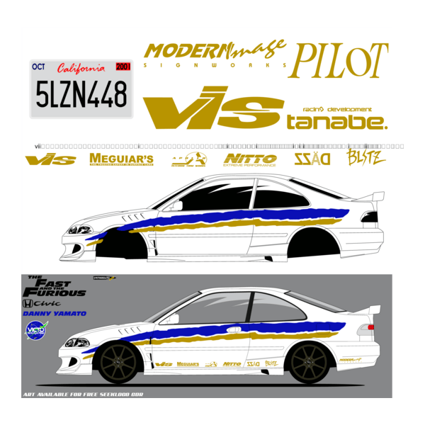 ARTE DECAL honda civic coupe fast and furious DANN Logo PNG Vector