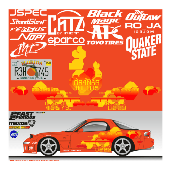 arte decal mazda rx7, orange julius, 2fast 2furiou Logo PNG Vector