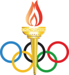 antorcha y aros olimpicos Logo PNG Vector