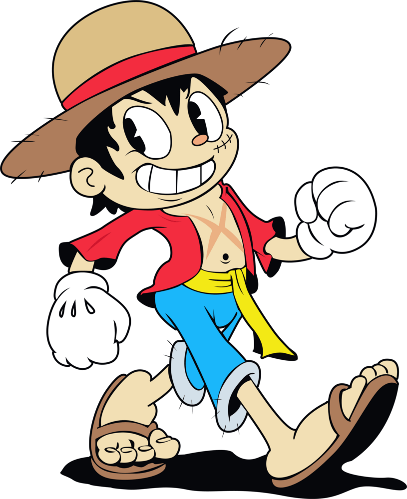 Luffy Cuphead Style Logo PNG Vector